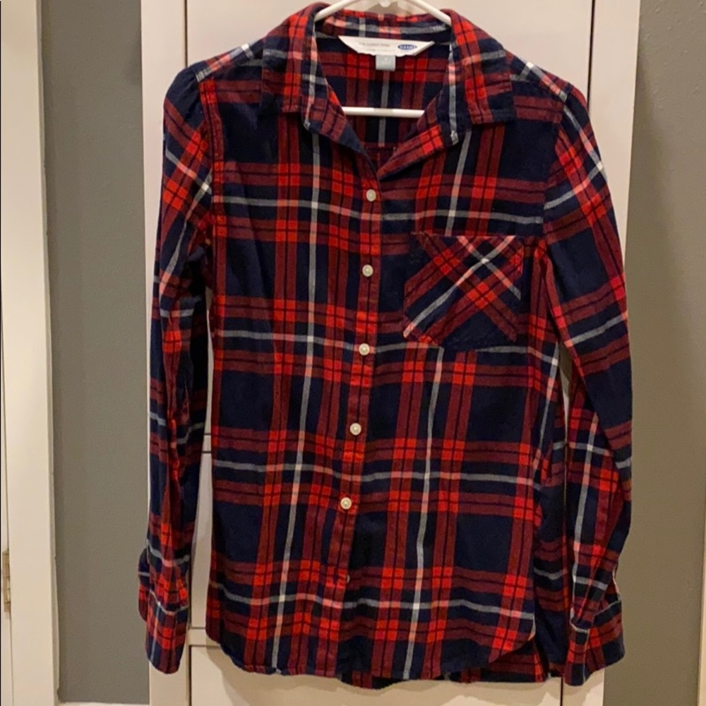 Old Navy Red Plaid Flannel Shirt